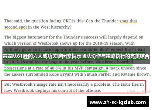 雷霆队61胜的六大成功关键因素揭示团队协作与策略执行的完美结合 雷霆队61胜的六大成功关键因素揭示团队协作与策略执行的完美结合